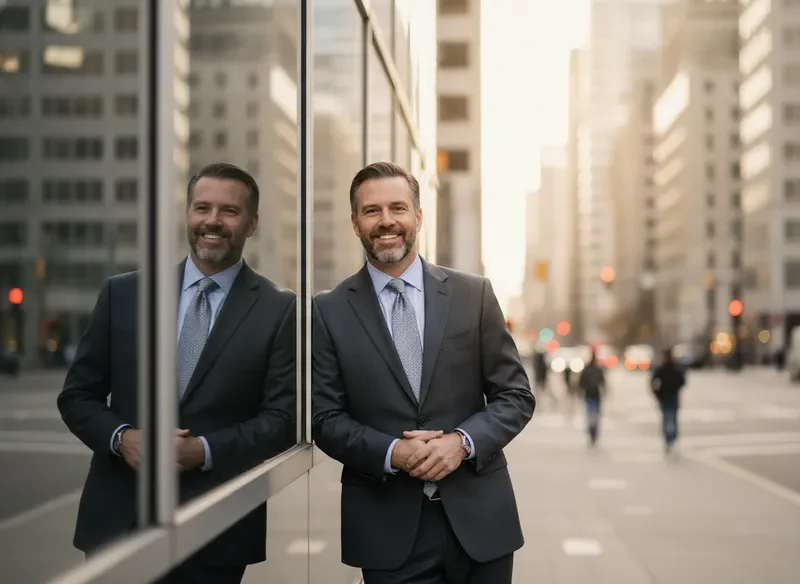 David, a trusted bail bondsman, standing confidently in the city.